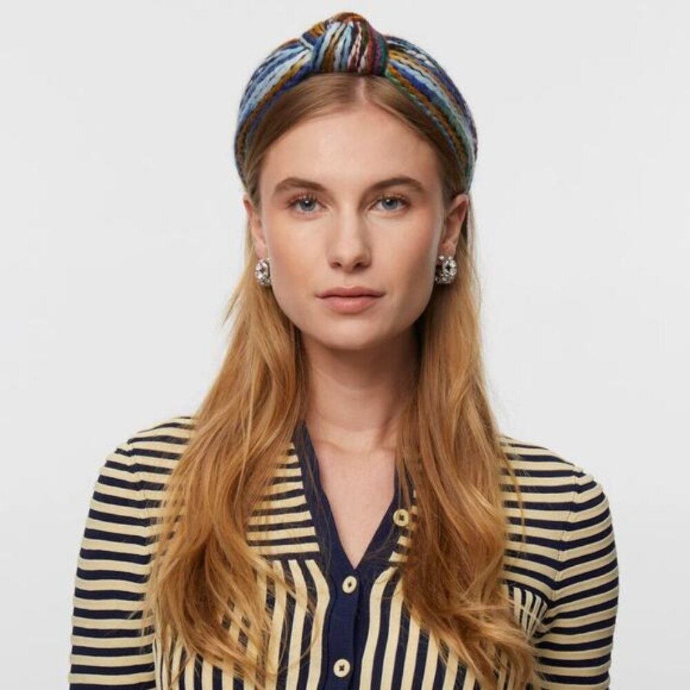 NWT Lele Sadoughi Mixed Yarn Knotted Multicolor Headband in Iris